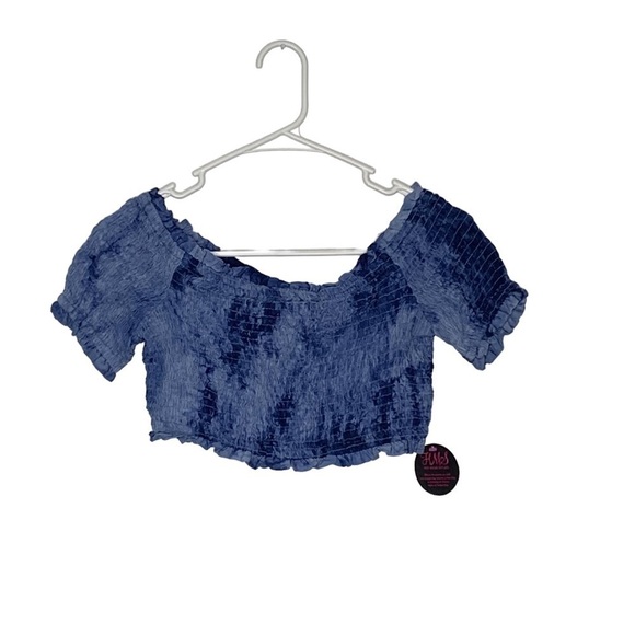 2/$30 Hot Miami Styles Blue Smocked Crop Top Skirt Tie Dye Two Piece Set Large - Picture 7 of 16